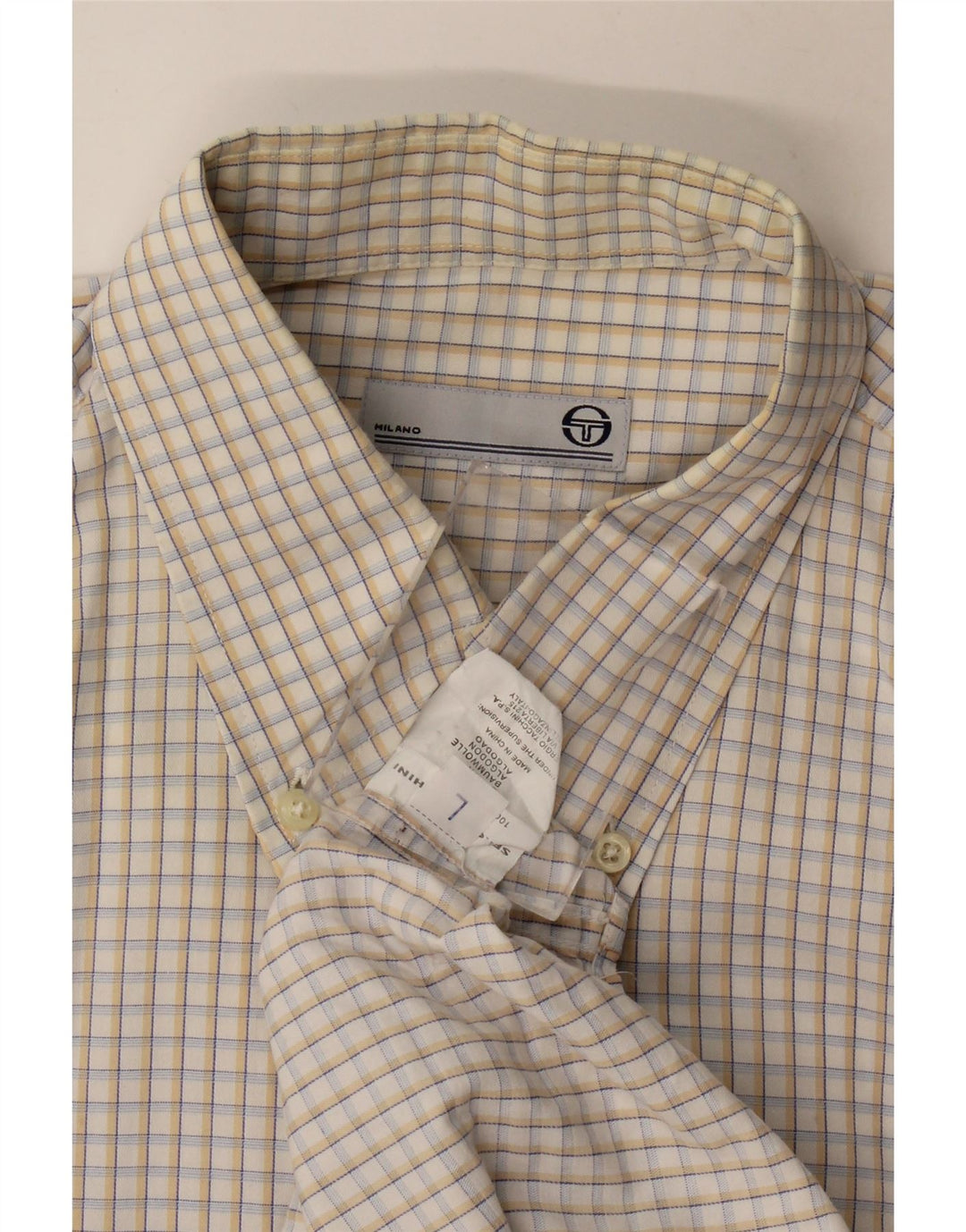 Camicia da uomo Sergio Tacchini grande in cotone a quadretti beige
