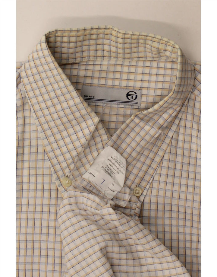 Camicia da uomo Sergio Tacchini grande in cotone a quadretti beige