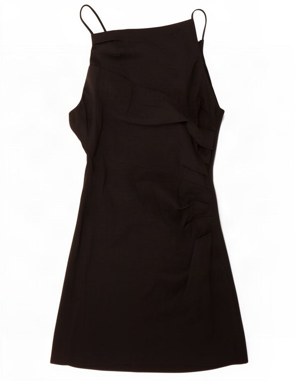 Abito sottoveste da donna Zara UK 12 lino medio nero