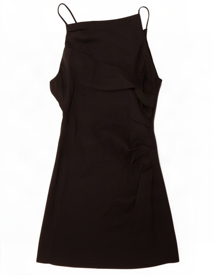 Abito sottoveste da donna Zara UK 12 lino medio nero