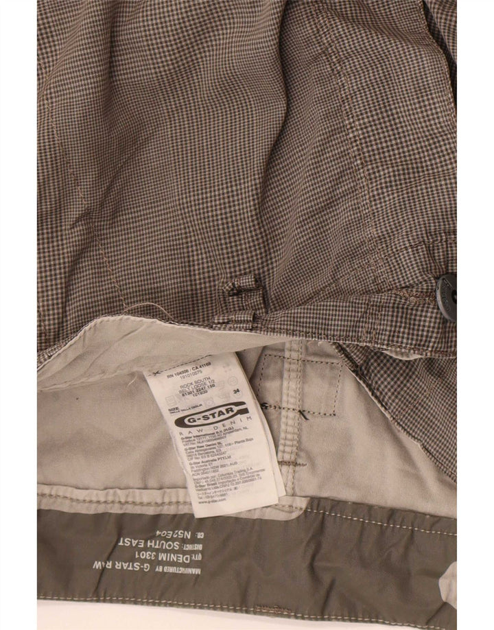 Pantaloncini cargo da uomo G-Star W34 cotone a quadri grigi grandi