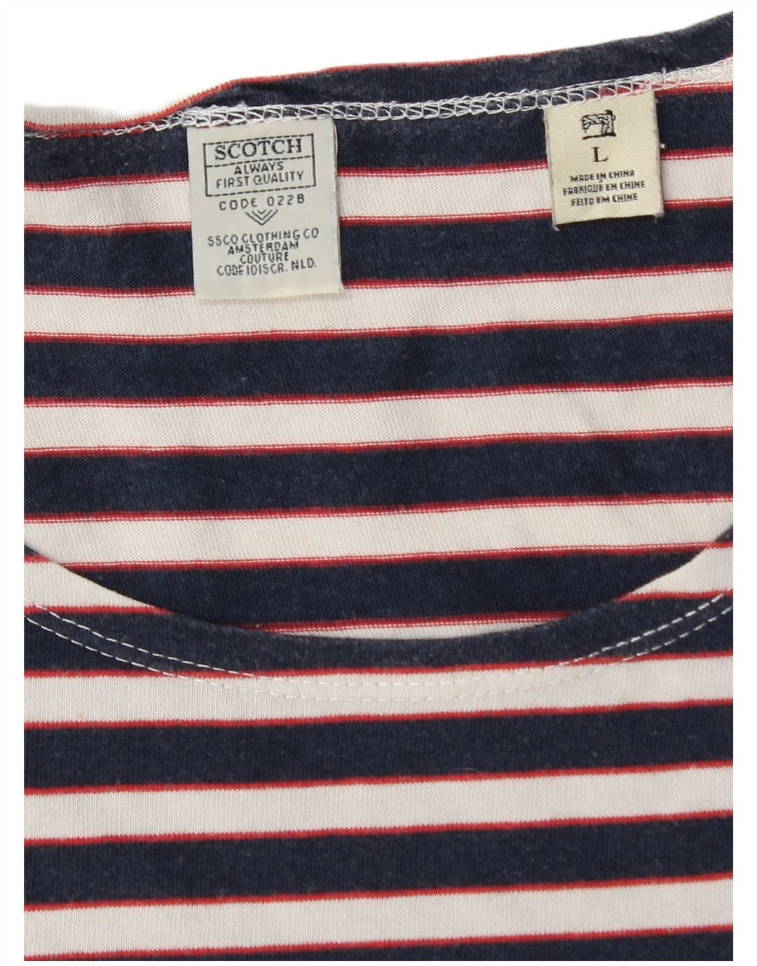T-shirt da uomo Scotch & Soda Top grande in cotone a righe blu navy