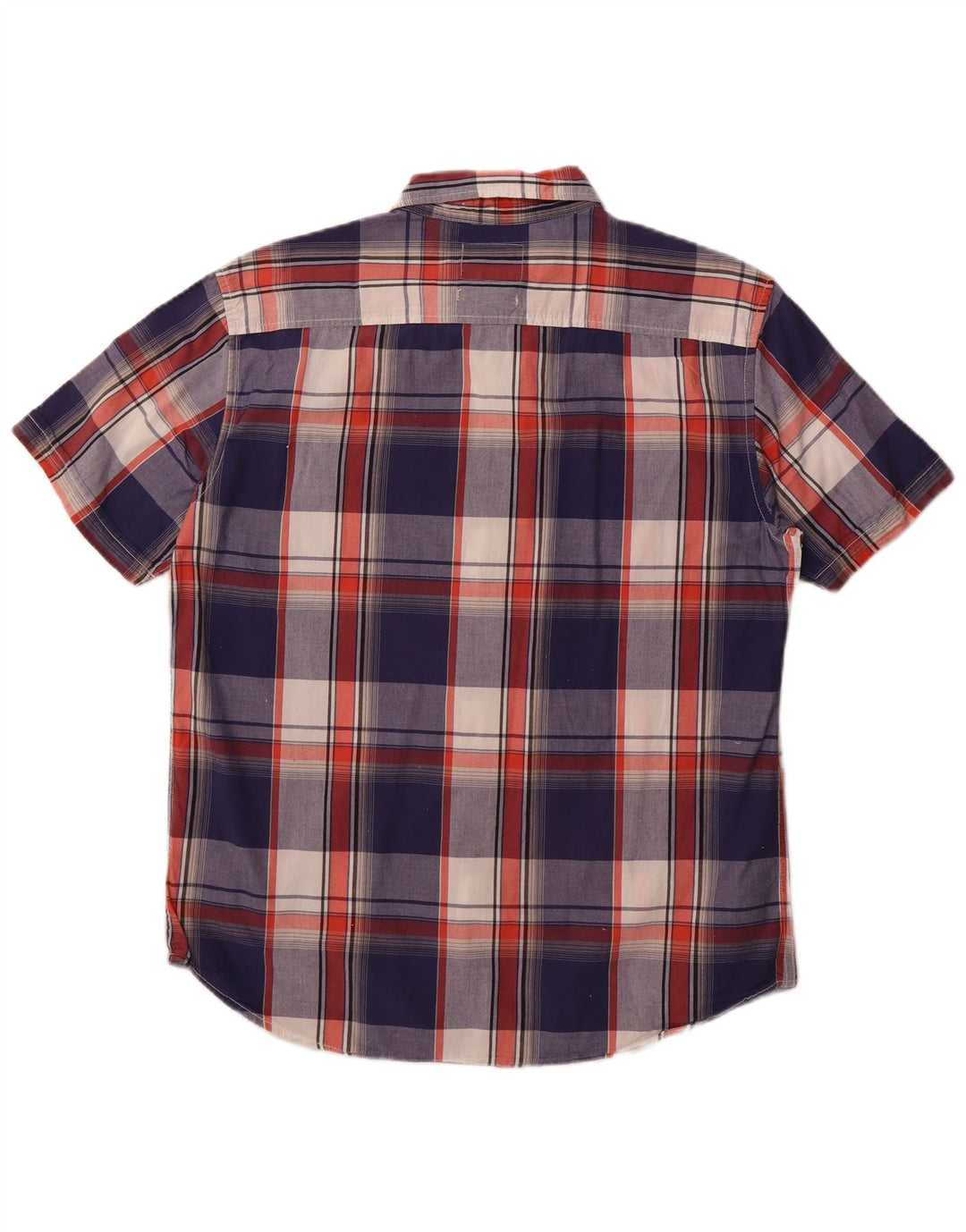 Angelo Litrico Camicia da uomo slim fit a maniche corte taglia 43/44 XL a quadri blu