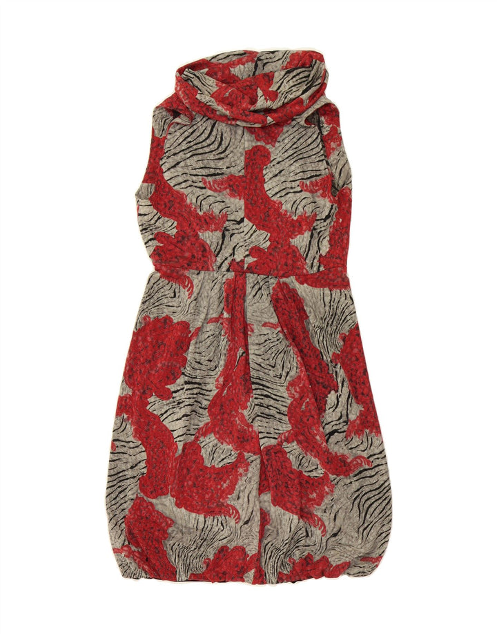VINTAGE Womens Abstract Pattern Sleeveless Bubble Dress UK 12 Medium Red Vintage Vintage and Second-Hand Vintage from Messina Hembry 