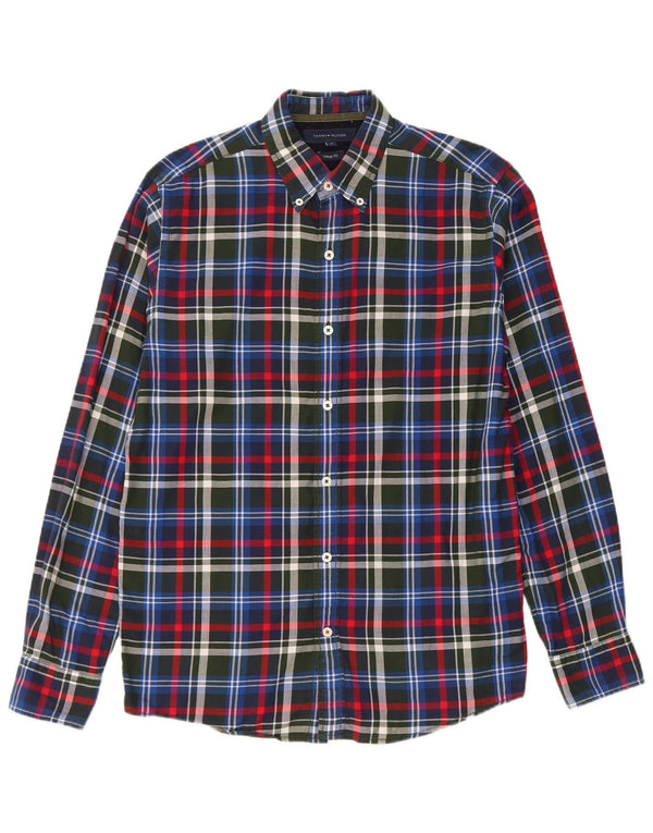 Tommy Hilfiger Camicia da uomo vintage fit piccola in cotone a quadri blu navy