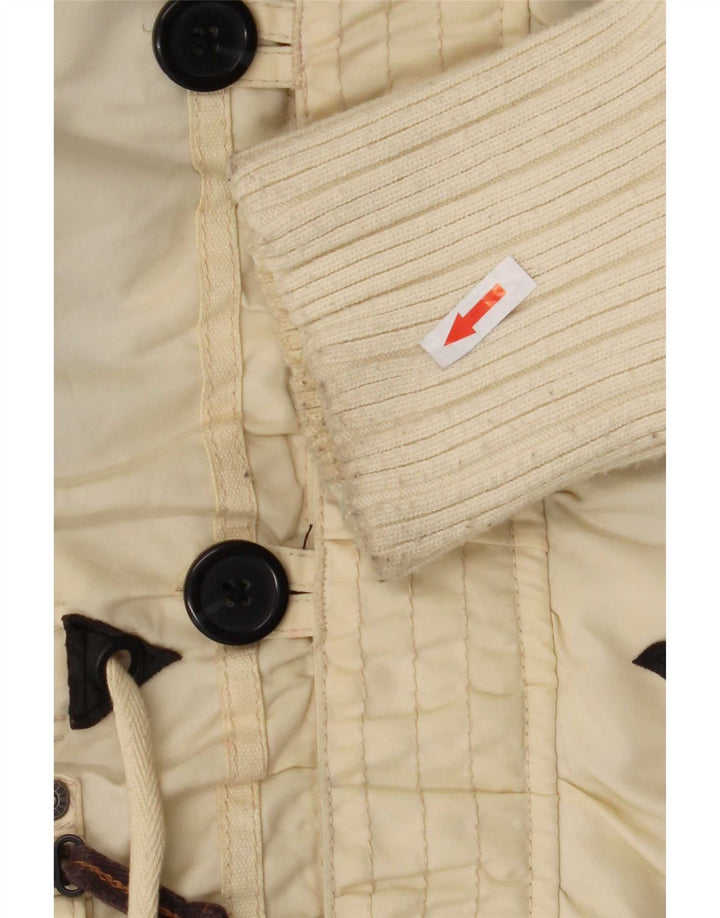 Giacca parka con cappuccio da donna KHUJO UK 16 grande nylon bianco sporco