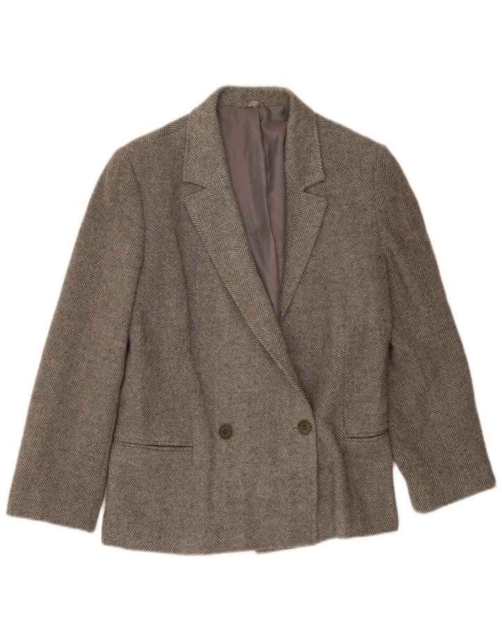Giacca blazer doppiopetto da donna WPM UK 14 grigio medio a spina di pesce