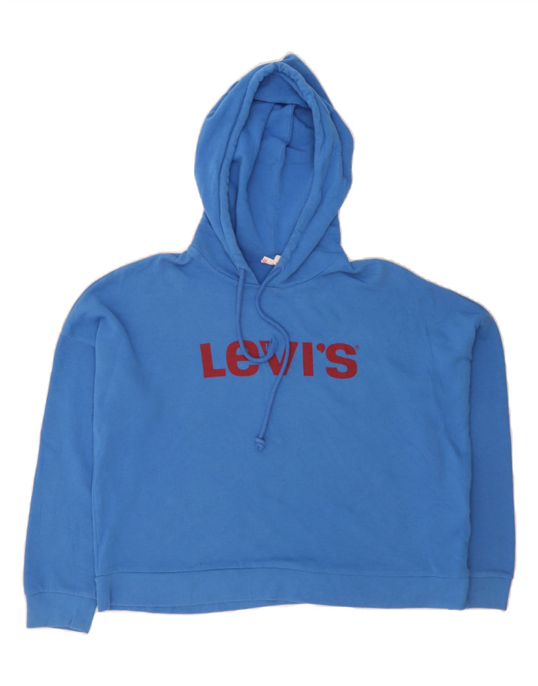 LEVI'S Womens Oversized Graphic Hoodie Jumper UK 14 Medium Blue Cotton Vintage Levi's and Second-Hand Levi's from Messina Hembry 