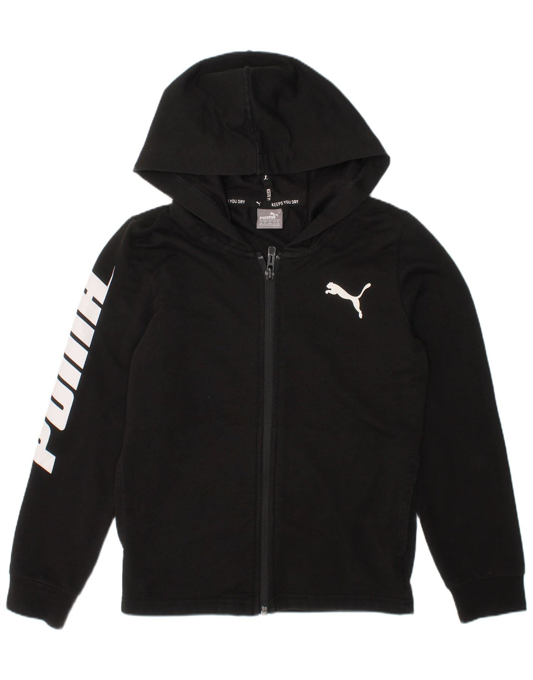 Felpa con cappuccio e zip grafica Puma da bambino 5-6 anni in cotone nero