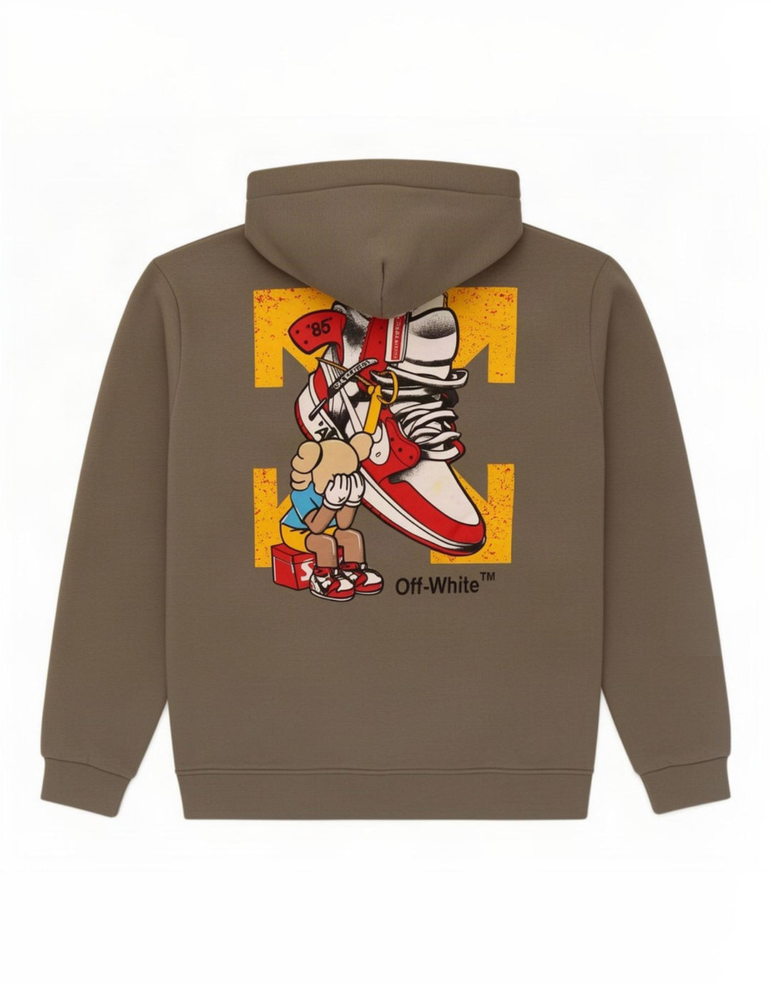 Maglione con cappuccio grafico da uomo Off-White 2XL Cachi