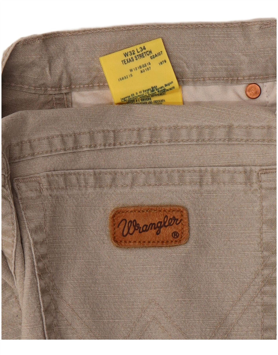 WRANGLER Pantaloni casual dritti elasticizzati Texas da uomo W32 L34 cotone beige