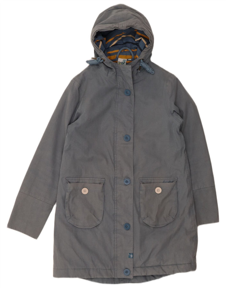 Giacca parka con cappuccio da donna Weird Fish UK 10 piccola in cotone blu