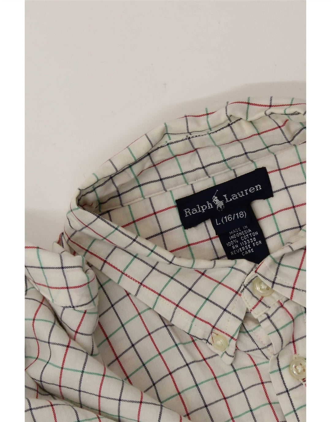Camicia Ralph Lauren da ragazzo 15-16 anni in cotone a quadri bianchi grandi