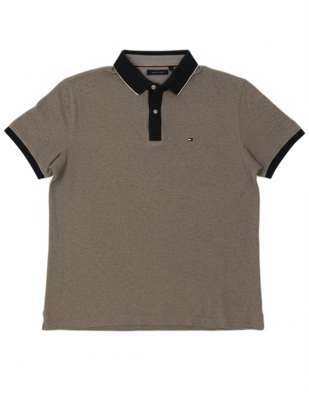 Polo da uomo Tommy Hilfiger grande in cotone color block grigio