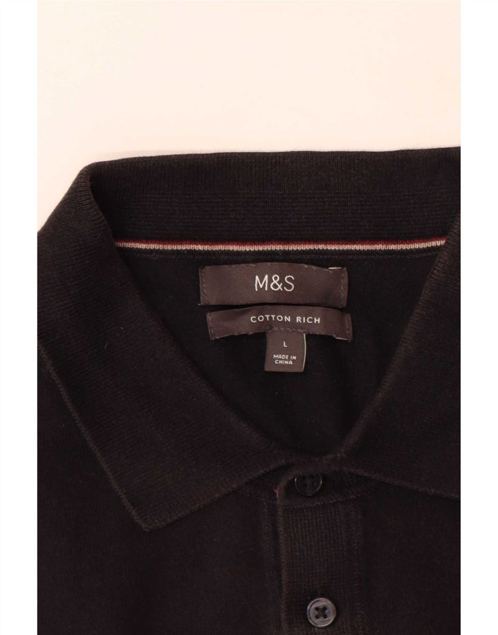 Marks & Spencer Maglione da uomo a maniche corte con collo a polo grande nero
