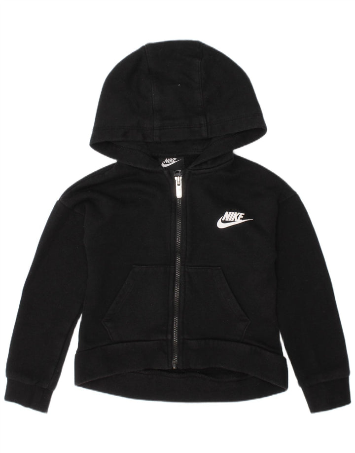 Felpa con cappuccio e zip per ragazze Nike 4-5 anni in cotone nero
