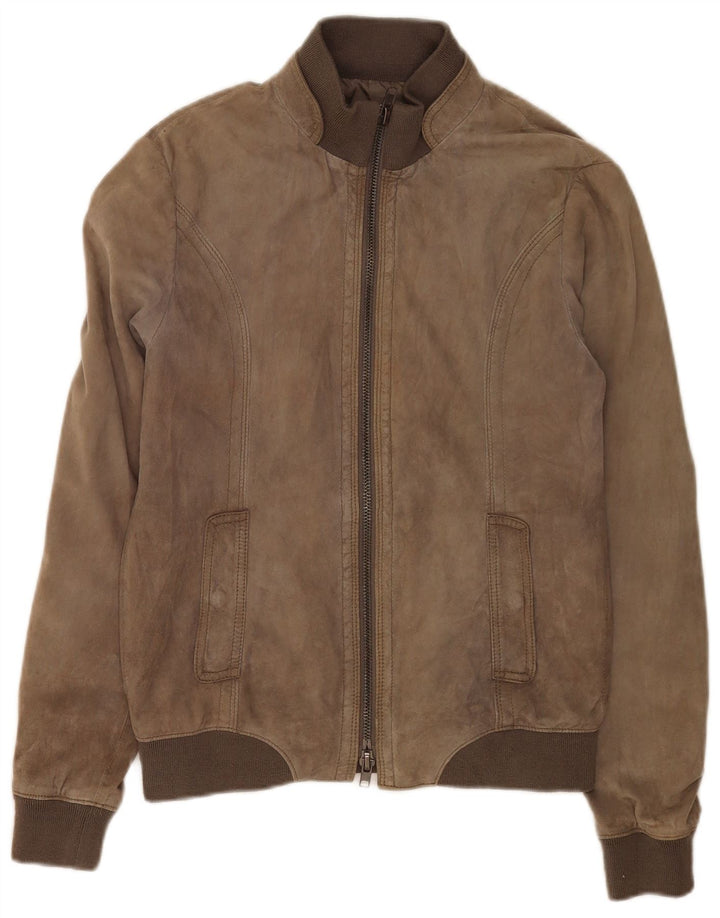 Giacca in pelle bomber da uomo Zen IT 48 in pelle marrone medio