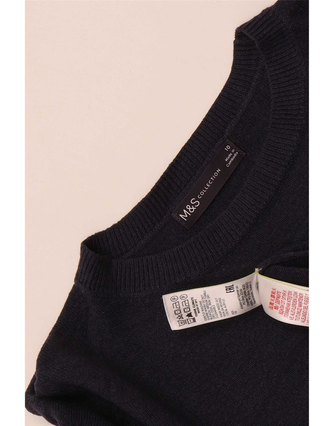 Maglione maglione girocollo da donna Marks & Spencer UK 10 piccolo blu navy