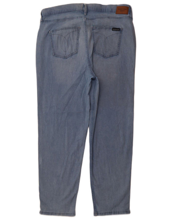 Jeans slim crop da donna Calvin Klein US 16 Large W33 L26 cotone blu