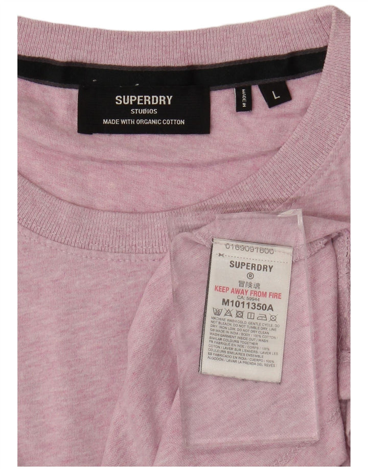 T-shirt da uomo SUPERDRY Top grande in cotone chiazzato rosa