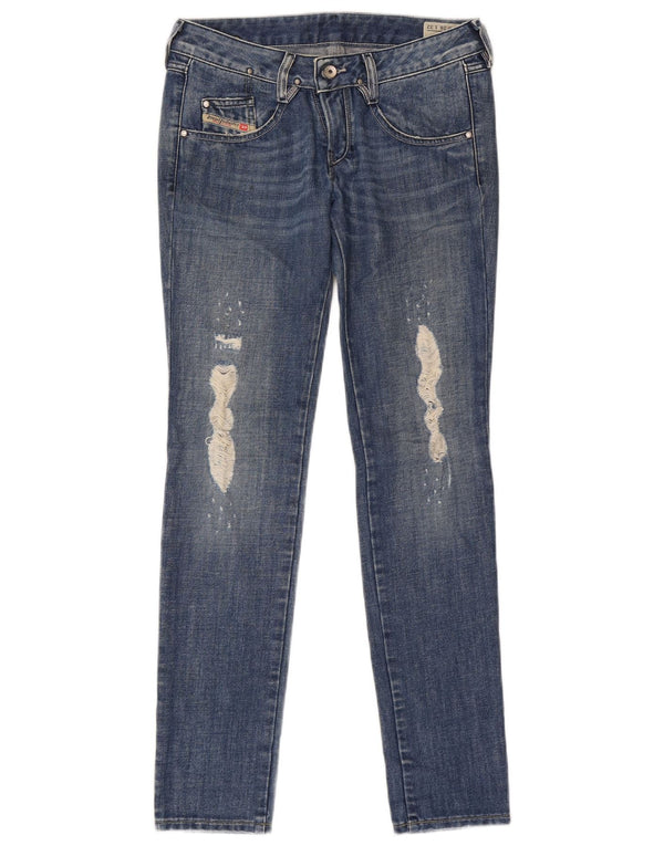 Jeans slim invecchiati da donna Diesel W28 L32 cotone blu
