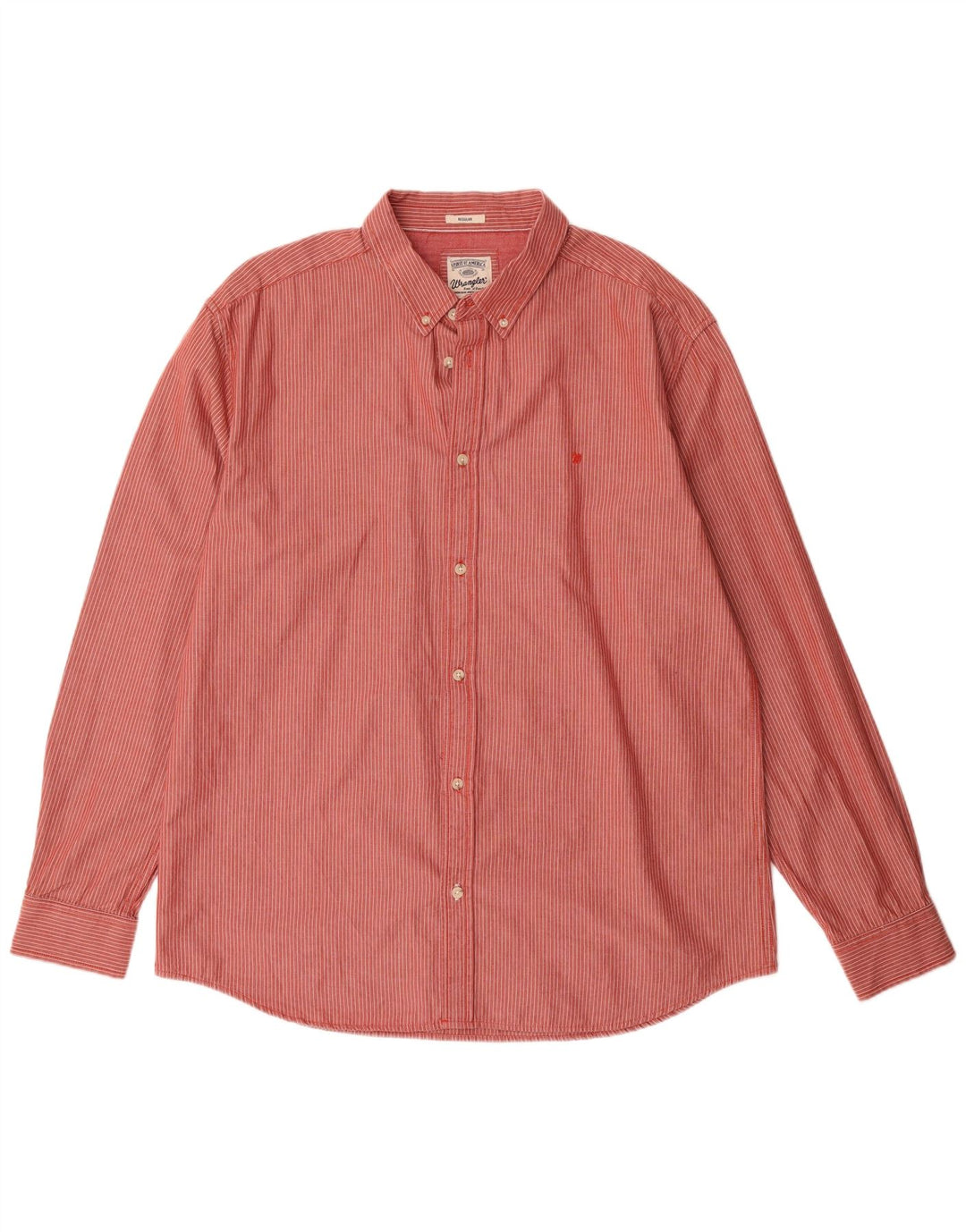 WRANGLER Mens Regular Fit Shirt 2XL Red Striped Cotton Classic