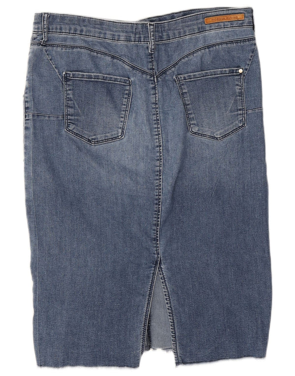 Gonna in denim da donna Fiorella Rubino UK 12 media W34 cotone blu