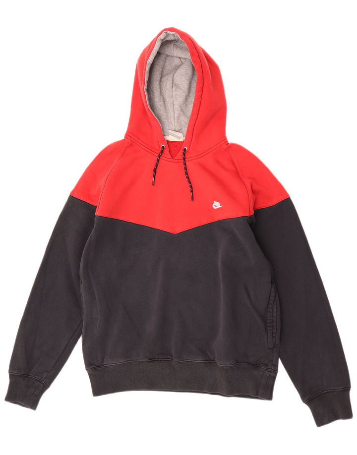 Felpa con cappuccio Nike da uomo, vestibilità regolare, in cotone color block rosso medio