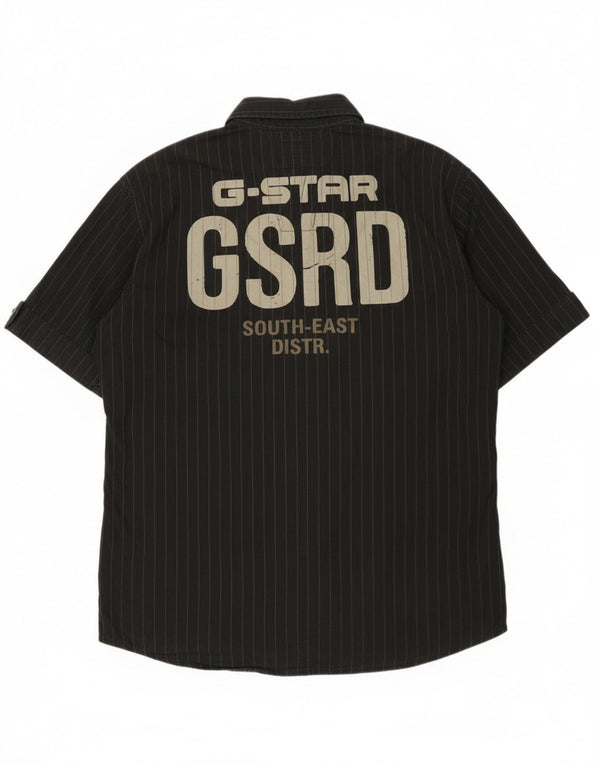 Camicia grafica da uomo a maniche corte G-Star XL in cotone gessato nero