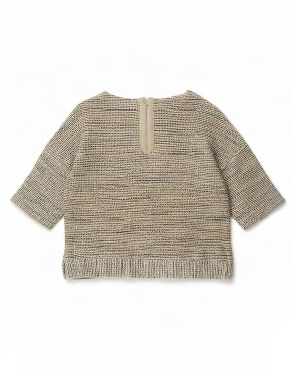 Massimo Dutti Womens Oversized Blouse Top UK 10 Small Beige Flecked Cotton