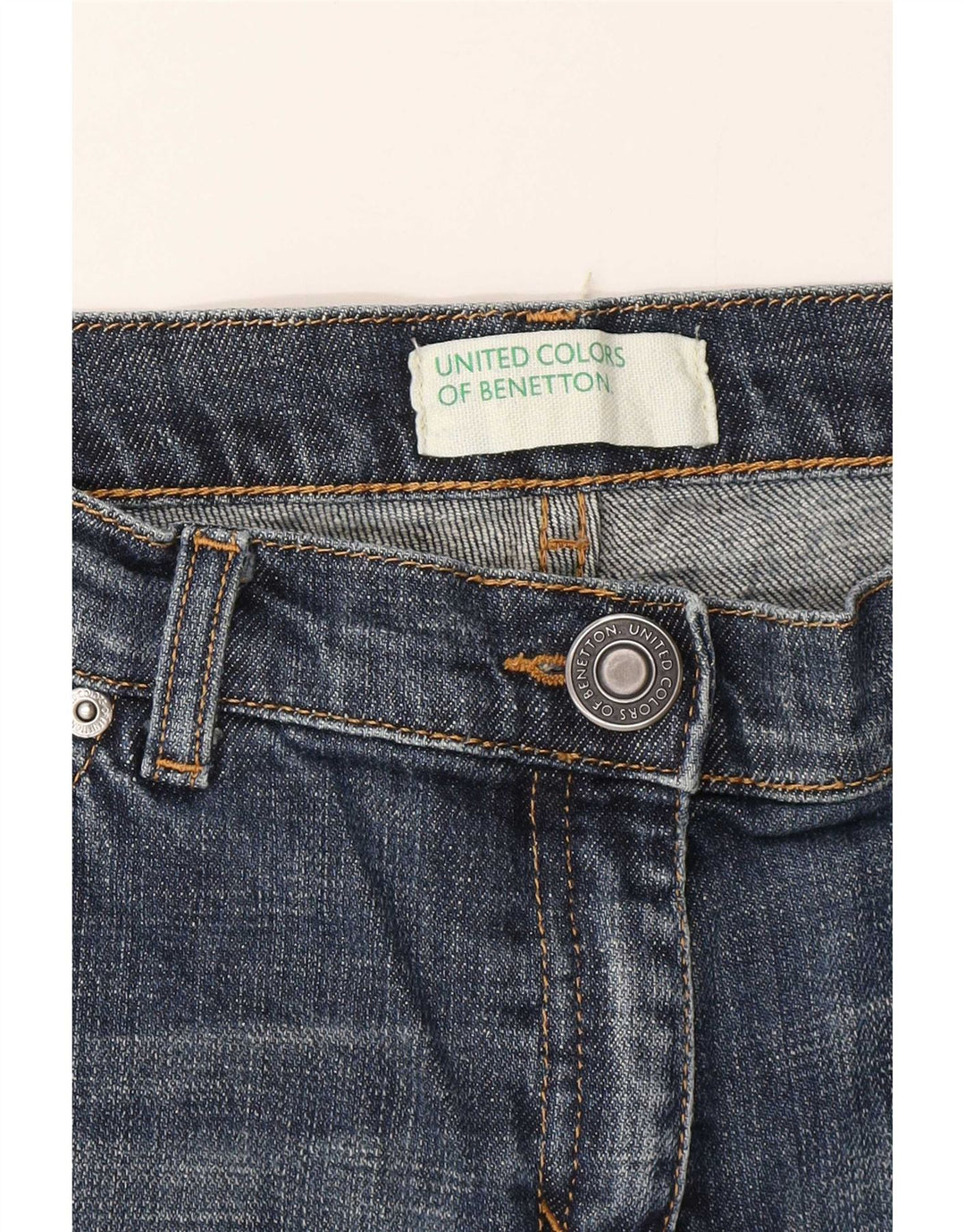 Jeans dritti corti Benetton da donna W32 L25 Blu