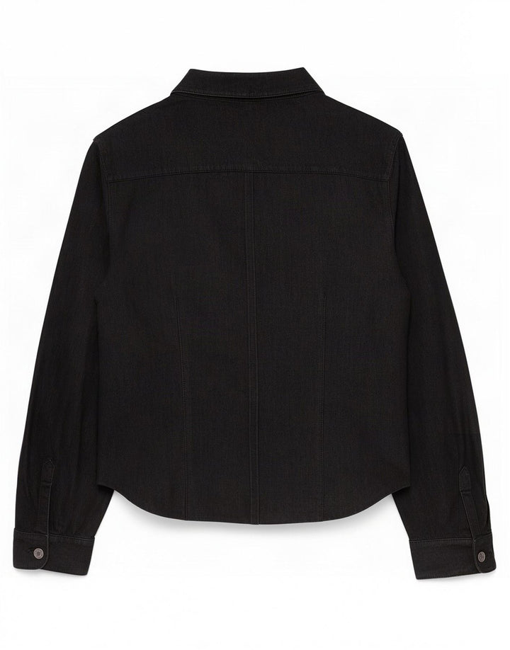 Camicia in pelle vintage da donna IT 50 XL Nera