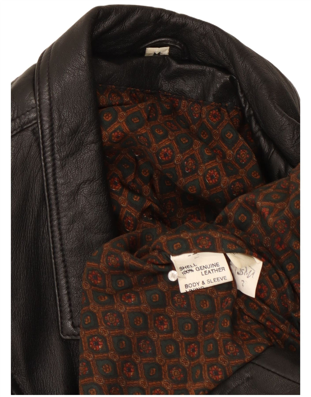 Giacca da motociclista in pelle da donna vintage UK 14 Pelle nera media