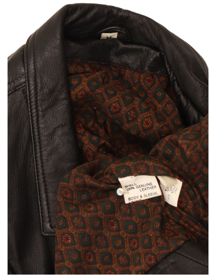 Giacca da motociclista in pelle da donna vintage UK 14 Pelle nera media