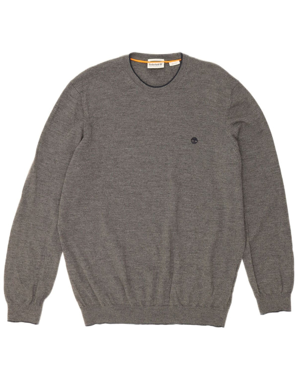 Maglione maglione girocollo da uomo TIMBERLAND 2XL lana merino grigia