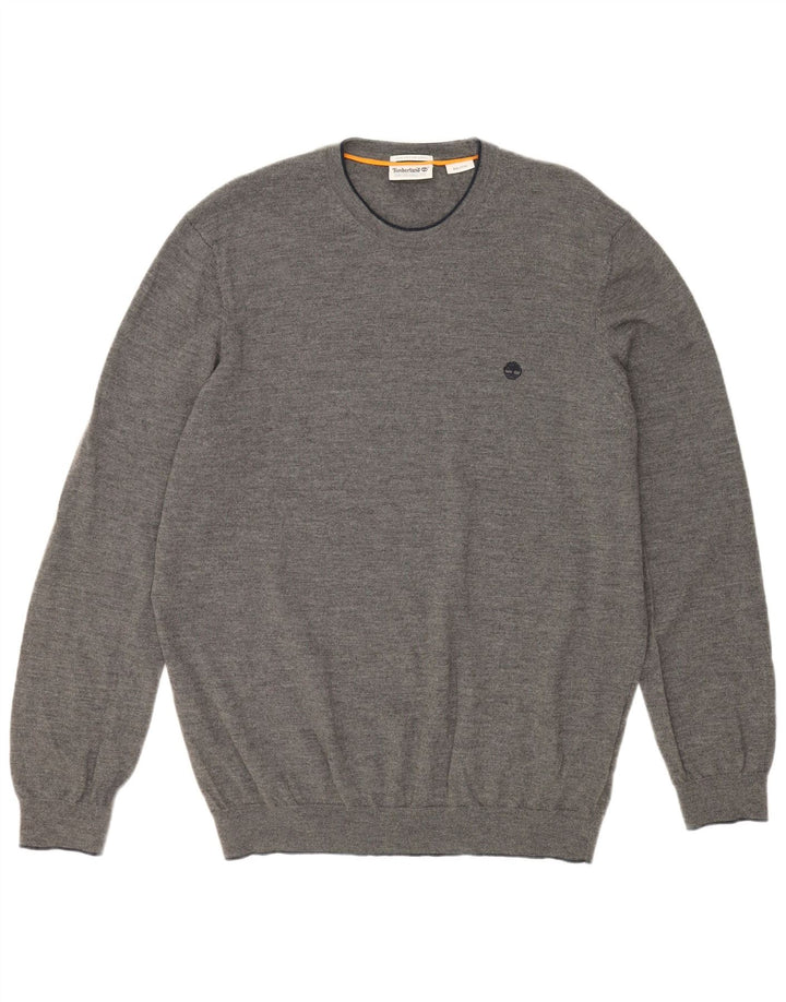 Maglione maglione girocollo da uomo TIMBERLAND 2XL lana merino grigia