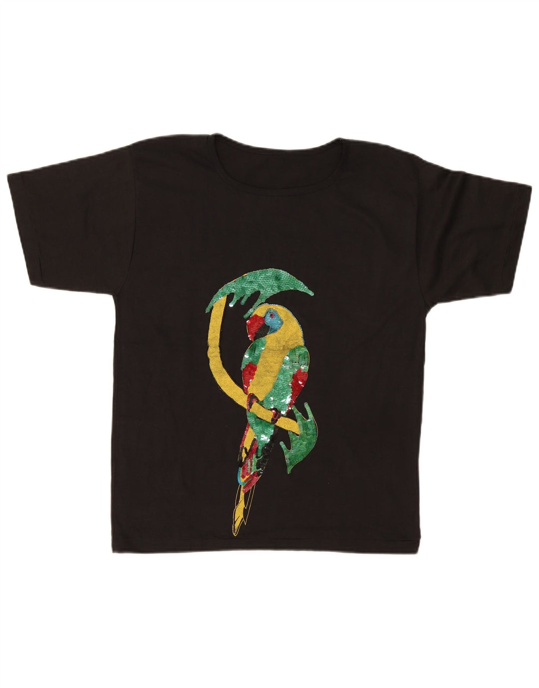 T-shirt grafica da donna vintage Top UK 14 medio nero