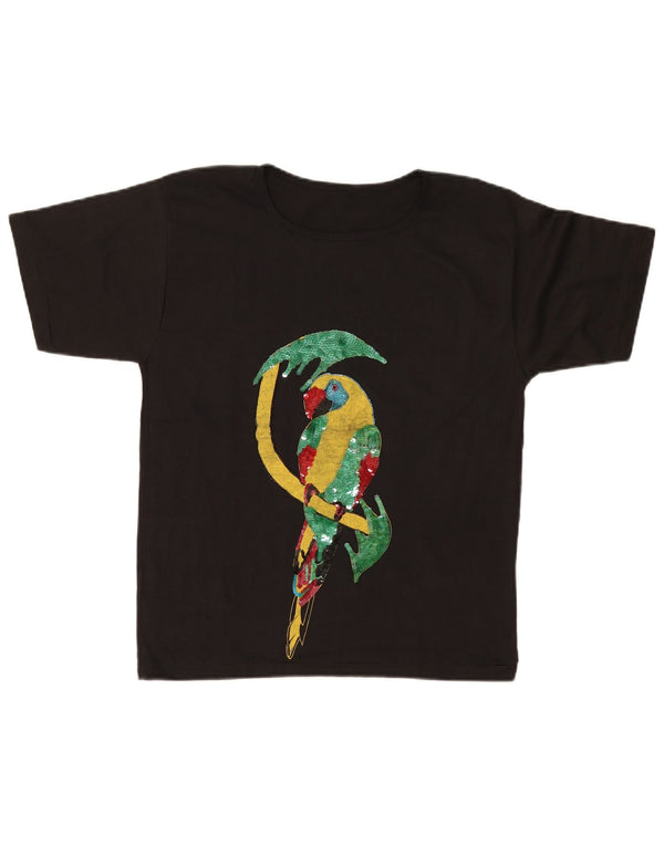 T-shirt grafica da donna vintage Top UK 14 medio nero