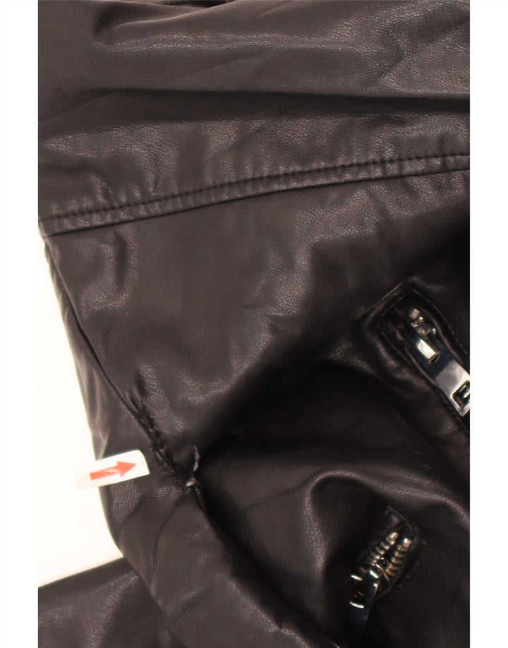 Giacca da motociclista oversize in ecopelle da donna Zara UK 10 piccola in poliestere nero