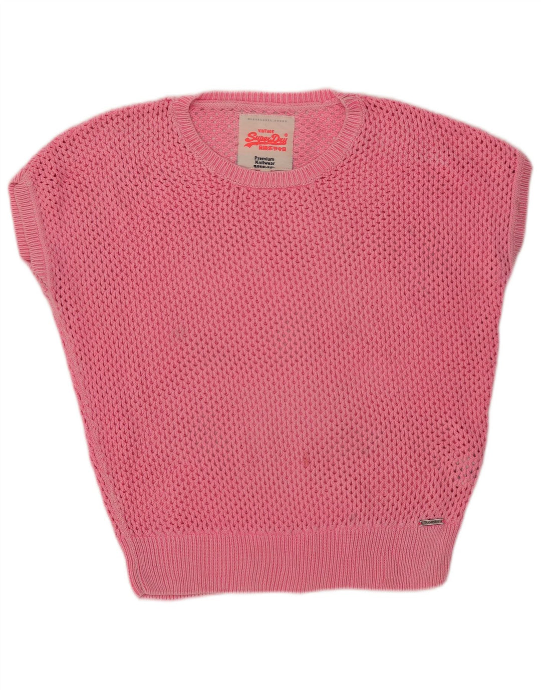 Maglione maglione girocollo da donna a maniche corte SUPERDRY UK 14 Rosa medio
