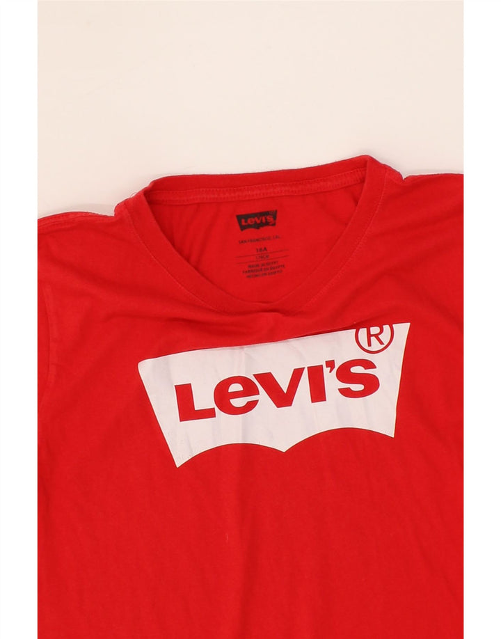 LEVI'S Boys Graphic T-Shirt Top 15-16 Years Red Cotton Vintage Levi's and Second-Hand Levi's from Messina Hembry 
