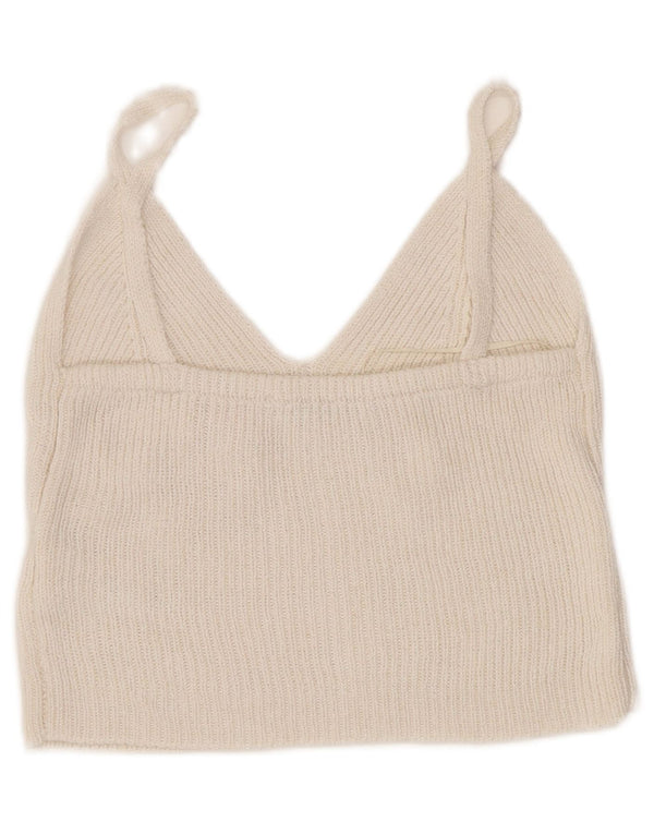 Top corto in maglia da donna Zara UK 4 XS in viscosa bianco sporco