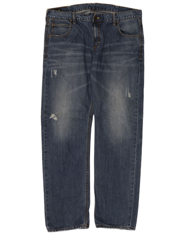 Jeans dritti invecchiati Lee Knox da uomo W38 L32 in cotone blu