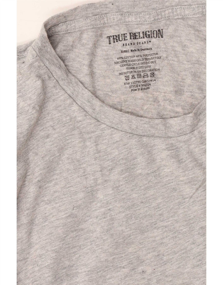 T-shirt grafica da uomo True Religion Top grande in cotone chiazzato grigio