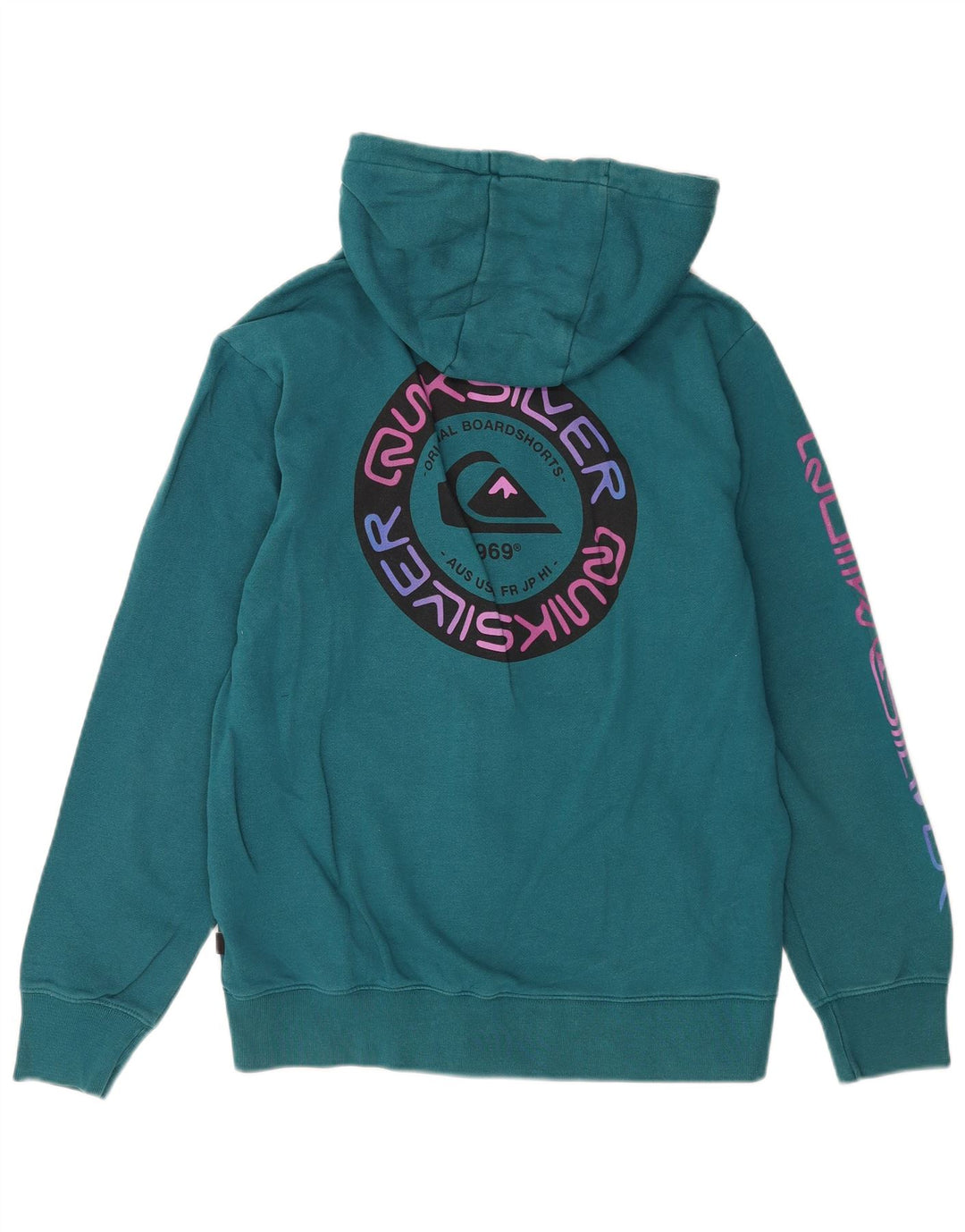 Maglione con cappuccio e zip grafica da uomo Quiksilver in cotone blu medio