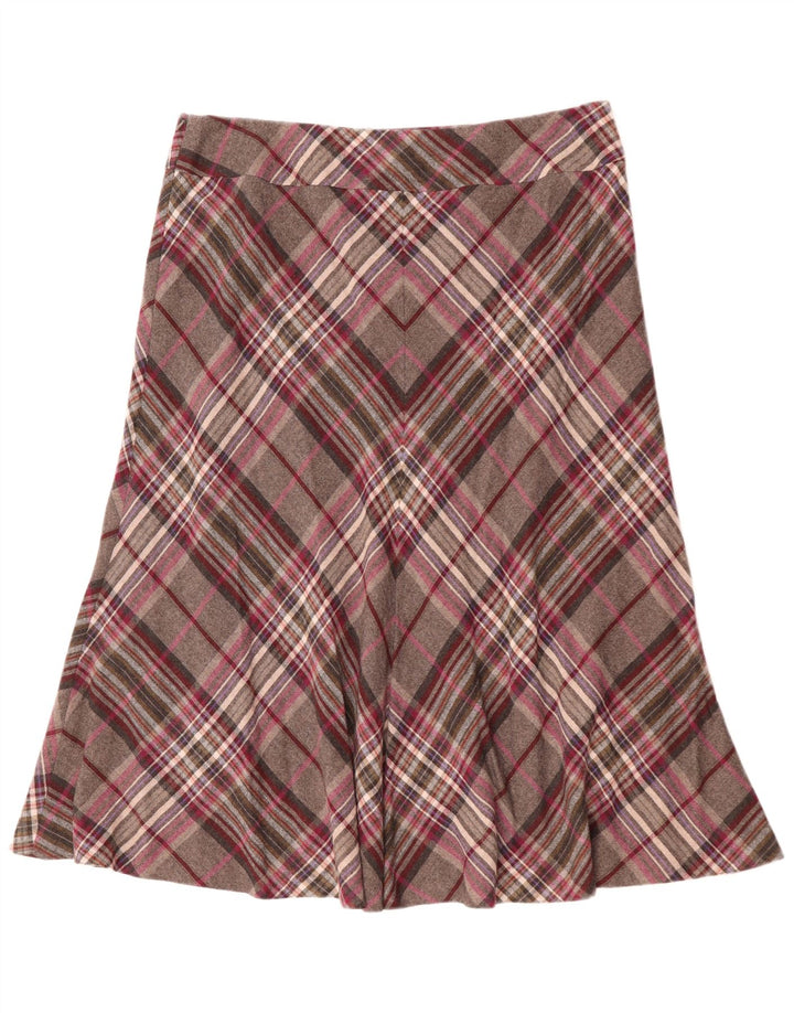 VIYELLA Gonna a trapezio da donna UK 16 Grande W36 Lana a quadri grigia