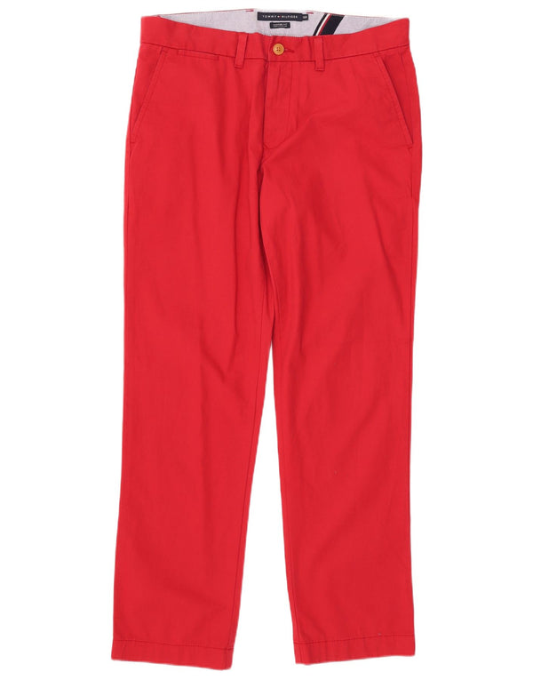 TOMMY HILFIGER Pantaloni chino su misura da uomo W32 L30 cotone rosso