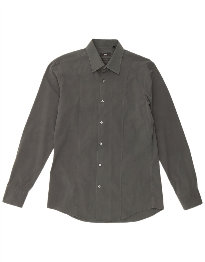 Camicia slim fit da uomo HUGO BOSS taglia 40 cotone verde medio