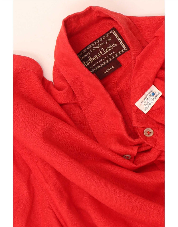 Camicia da uomo Marlboro Classics grande lino rosso