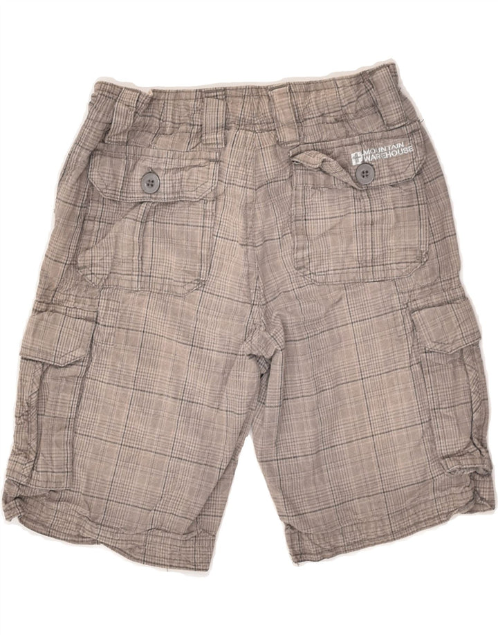 MOUNTAIN WAREHOUSE Pantaloncini cargo per ragazzi 7-8 anni W22 Cotone a quadri grigi